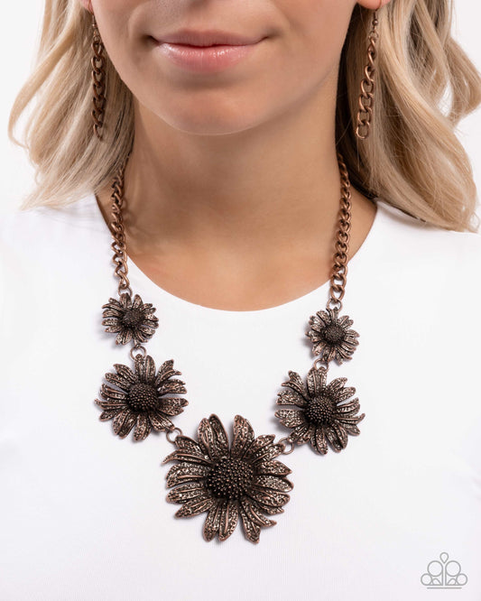 Sunflower Spring - Copper - Paparazzi Necklace Image