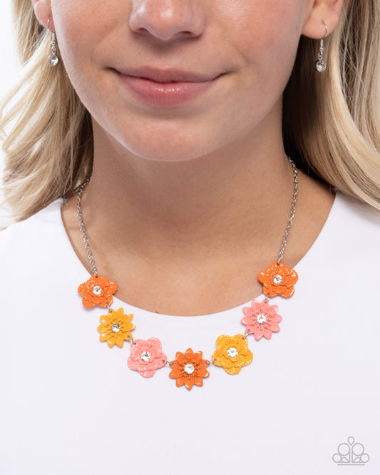 Frenetic Florals - Orange - Paparazzi Necklace Image