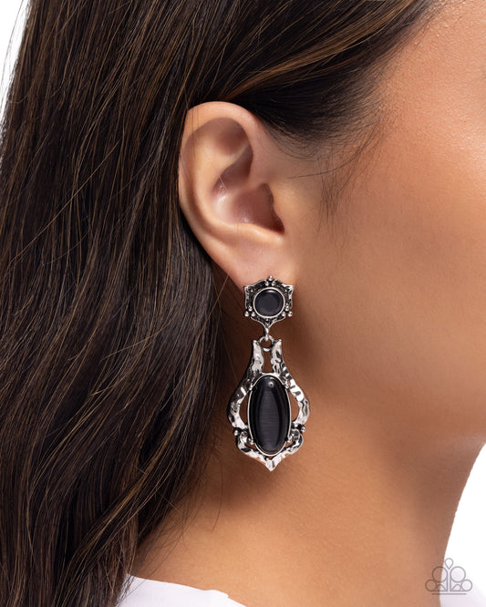 High-End Reservation - Black - Paparazzi Earring Image