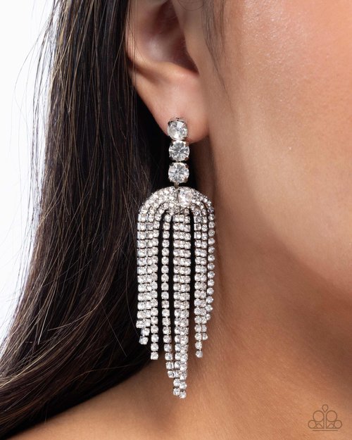 Tapered Twilight - White - Paparazzi Earring Image