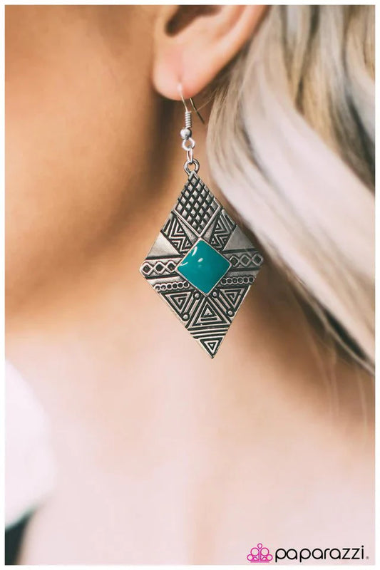 Paparazzi Earring ~ Jungle Cruz - Blue