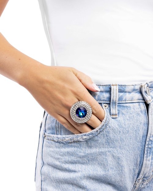 Bedazzled Babe - Blue - Paparazzi Ring Image