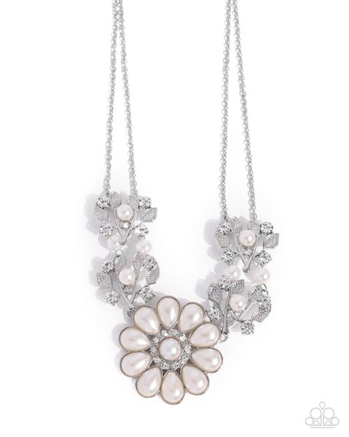 Sprouting Shimmer - White - Paparazzi Necklace Image