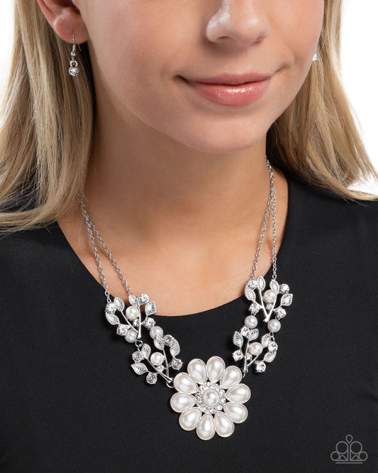 Sprouting Shimmer - White - Paparazzi Necklace Image
