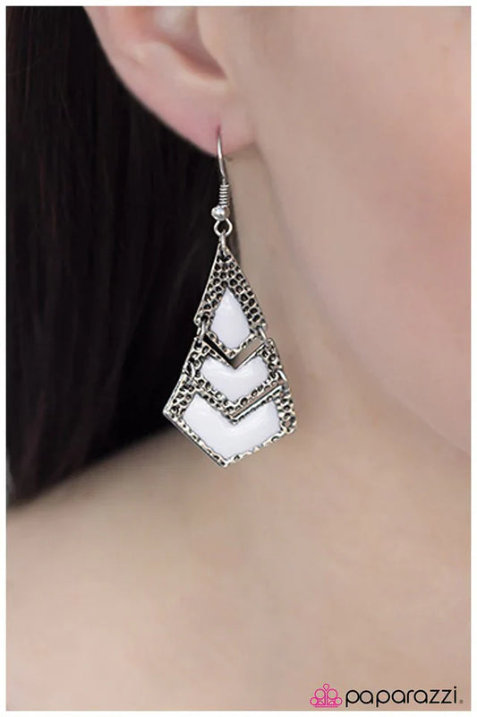 Paparazzi Earring ~ Wild Child - White