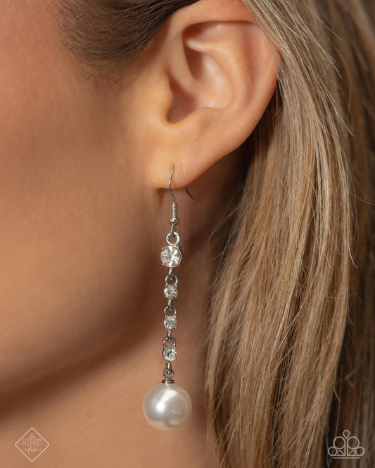 Genial Glam - White - Paparazzi Earring Image