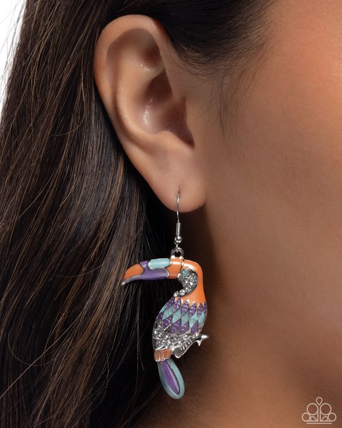 Toucan Tourist - Orange - Paparazzi Earring Image