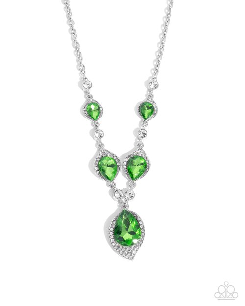 SPADES of Shimmer - Green - Paparazzi Necklace Image