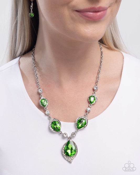 SPADES of Shimmer - Green - Paparazzi Necklace Image