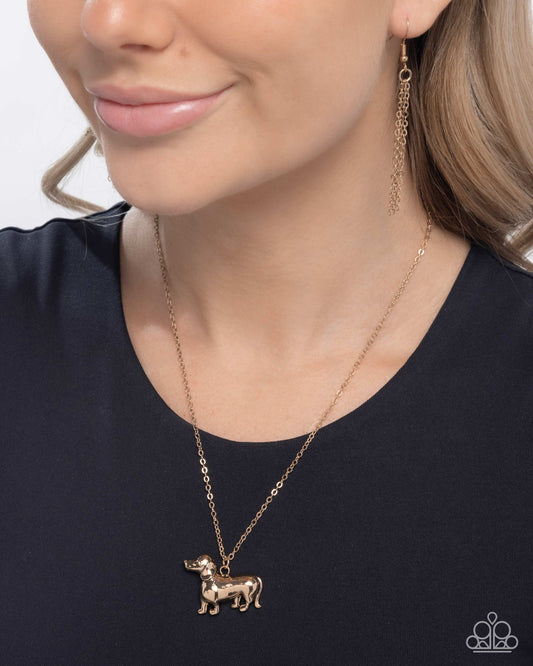 Darling Dachshund - Gold - Paparazzi Necklace Image