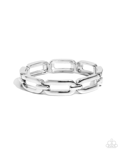 Symmetrical Sheen - Silver - Paparazzi Bracelet Image