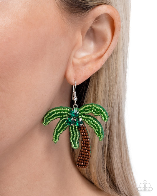 Pampered Palm Tree - Green - Paparazzi Earring Image