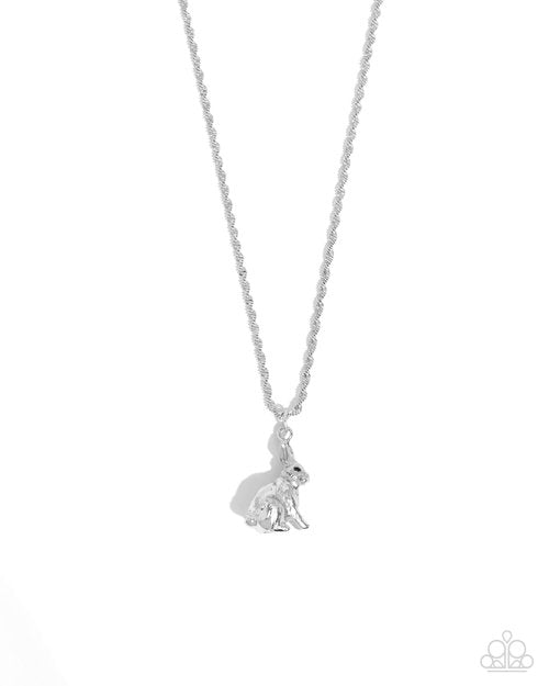 Dont Worry, Be HOPPY - Silver - Paparazzi Necklace Image
