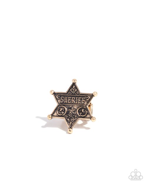 Sheriffs Star - Gold - Paparazzi Ring Image