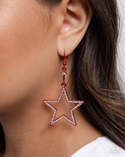 Steady Stars - Red - Paparazzi Earring Image