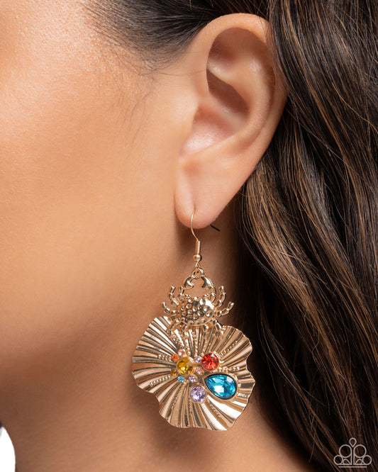 Capricious Crab - Gold - Paparazzi Earring Image