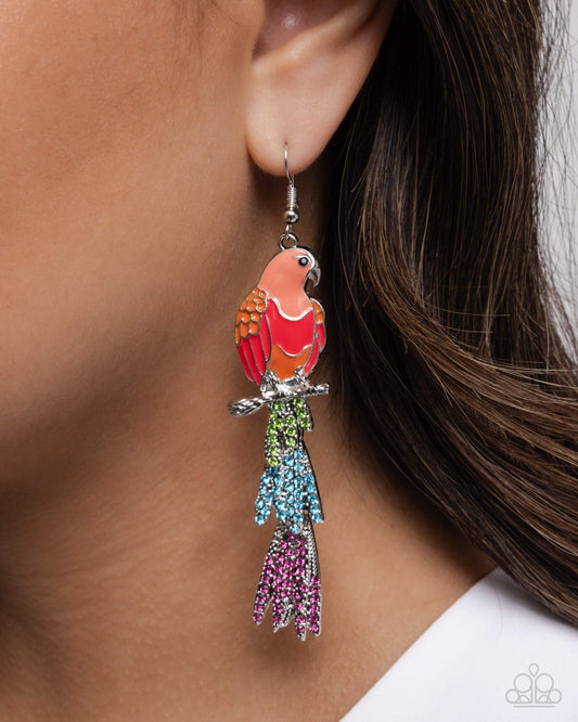 Parrot Pull - Orange - Paparazzi Earring Image