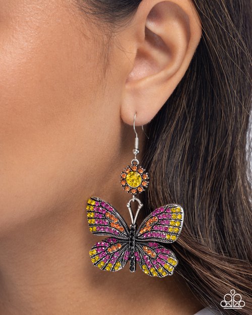 Fluttering Feature - Pink - Paparazzi Earring Image