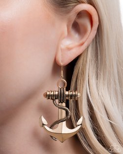 Adorable Anchor - Gold - Paparazzi Earring Image