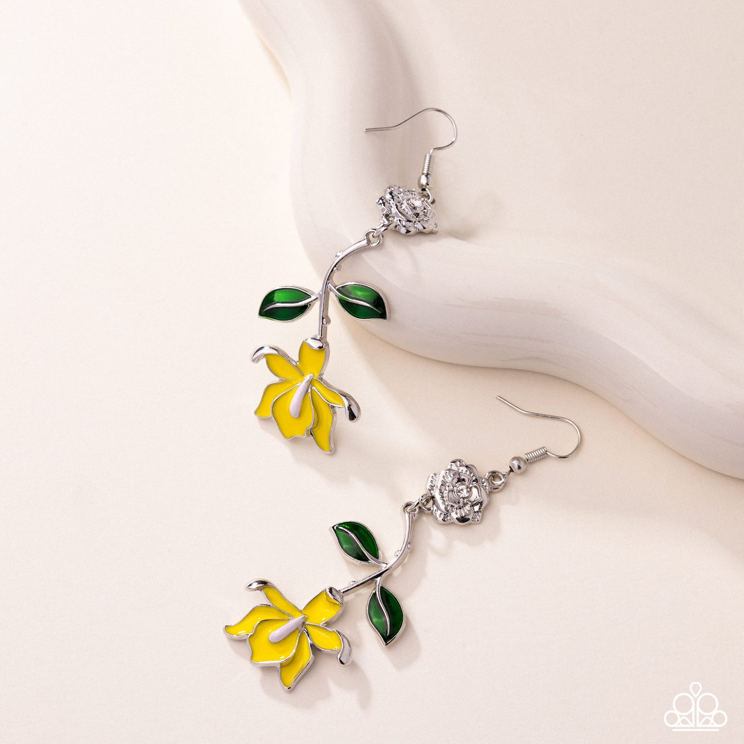 Floral Fractal - Yellow - Paparazzi Earring Image