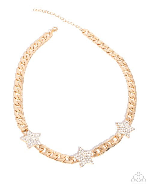 Uncle Sam Stars - Gold - Paparazzi Necklace Image
