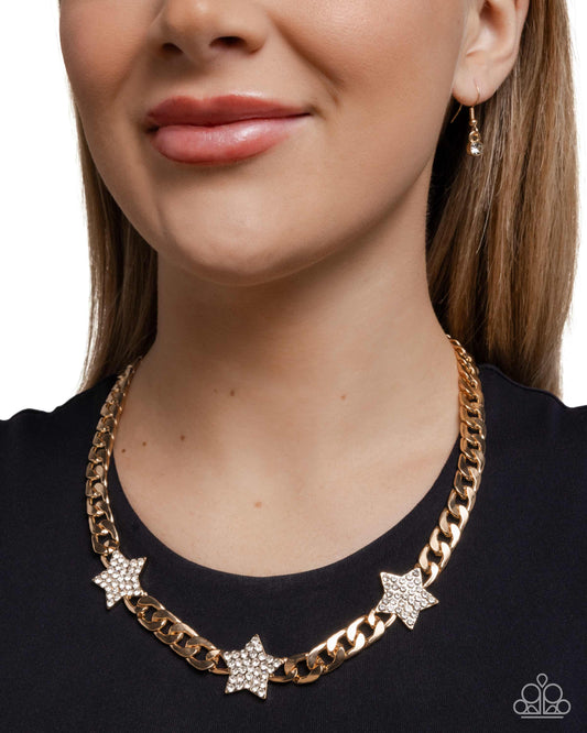 Uncle Sam Stars - Gold - Paparazzi Necklace Image