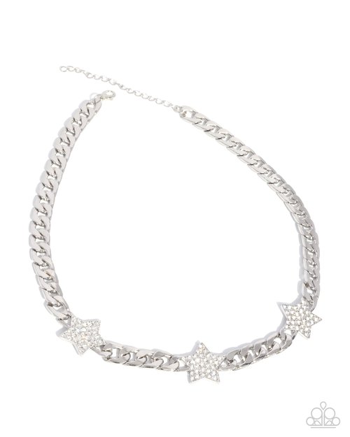 Uncle Sam Stars - White - Paparazzi Necklace Image