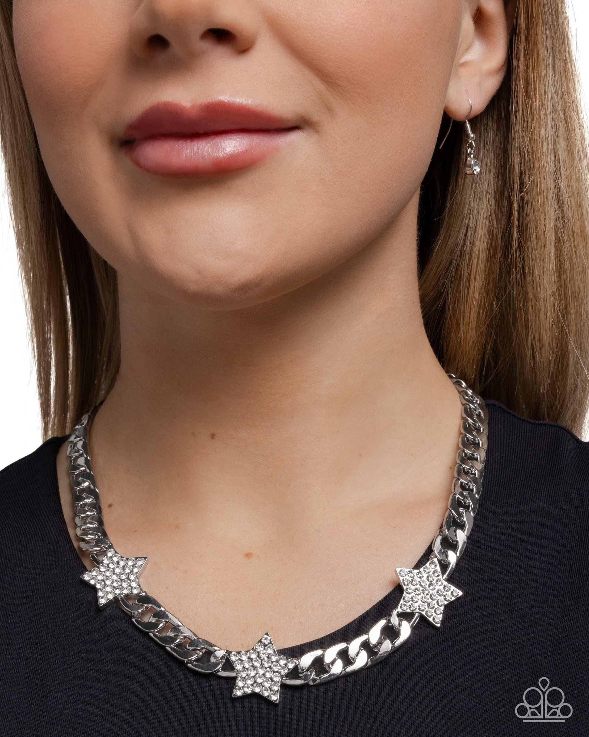 Uncle Sam Stars - White - Paparazzi Necklace Image