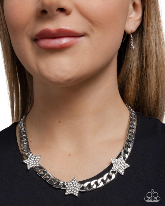 Uncle Sam Stars - White - Paparazzi Necklace Image