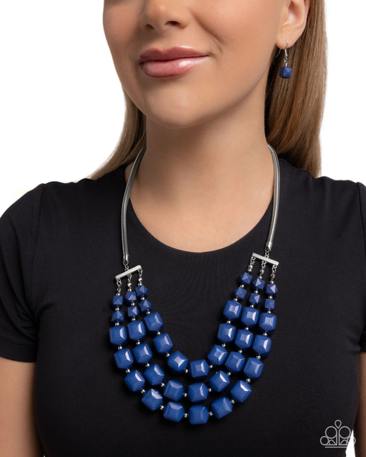 Reliant Rows - Blue - Paparazzi Necklace Image