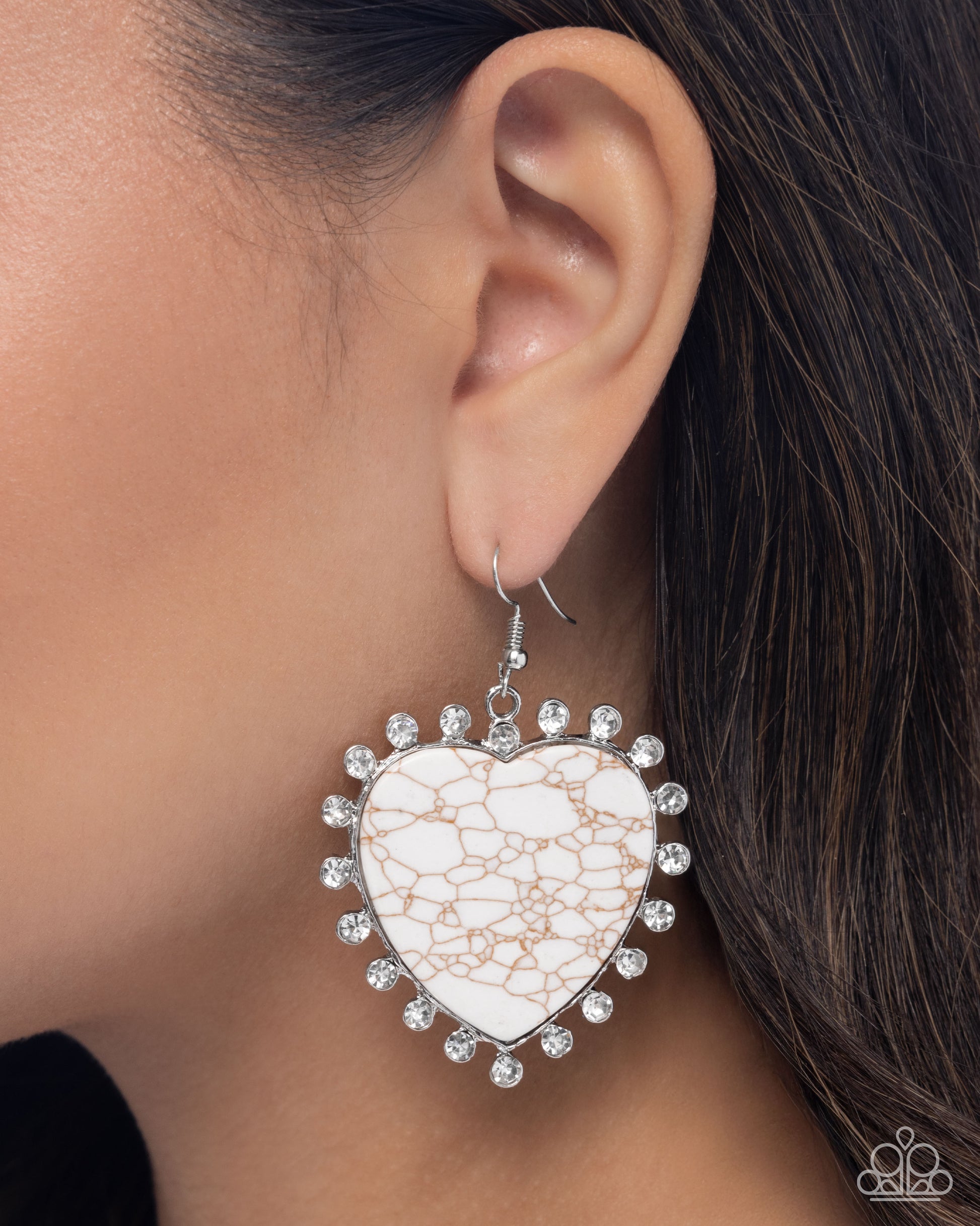 Dazzling Damsel - White - Paparazzi Earring Image