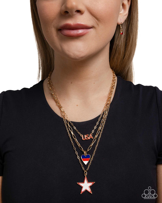 Unforgettable USA - Gold - Paparazzi Necklace Image