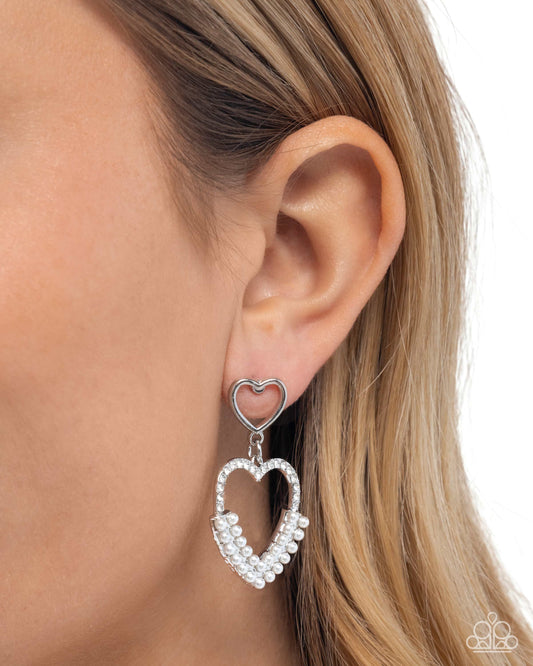 Dangling Damsel - White - Paparazzi Earring Image