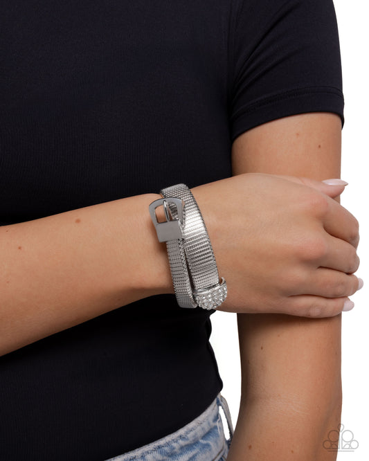 Belted Brilliance - White - Paparazzi Bracelet Image