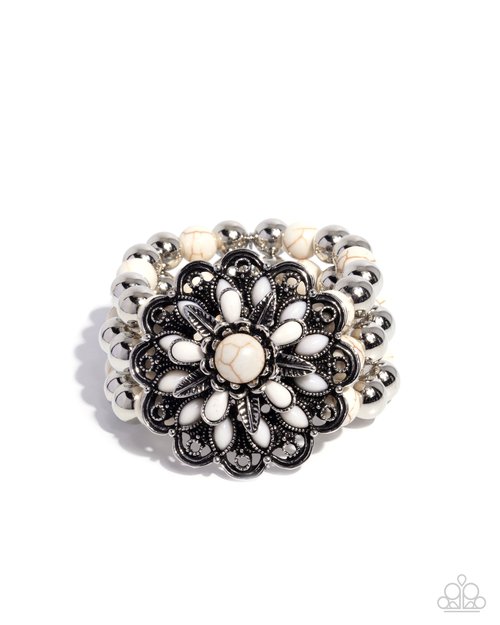Floral Figment - White - Paparazzi Bracelet Image