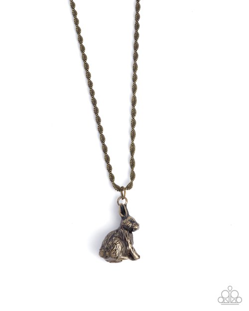 Dont Worry, Be HOPPY - Brass - Paparazzi Necklace Image