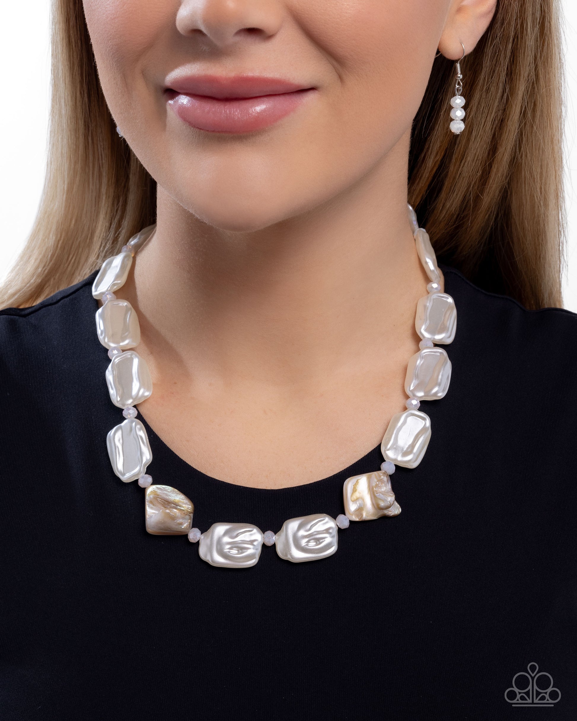 Crimped Collage - White - Paparazzi Necklace Image