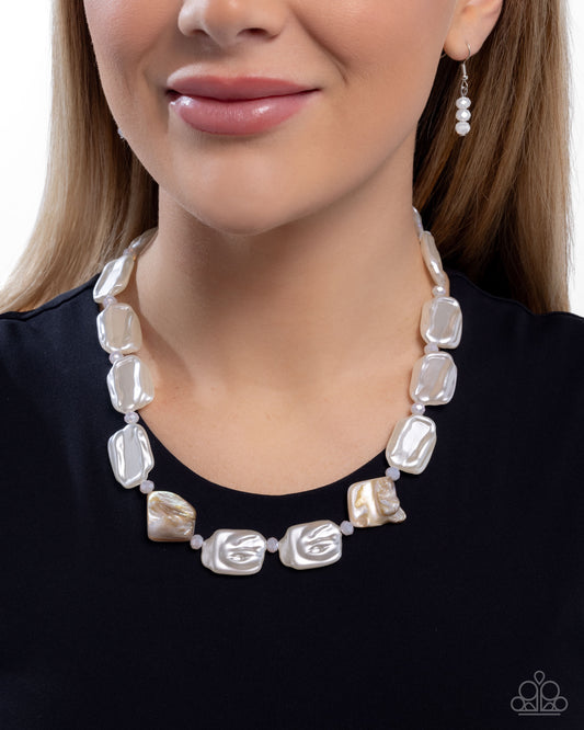 Crimped Collage - White - Paparazzi Necklace Image