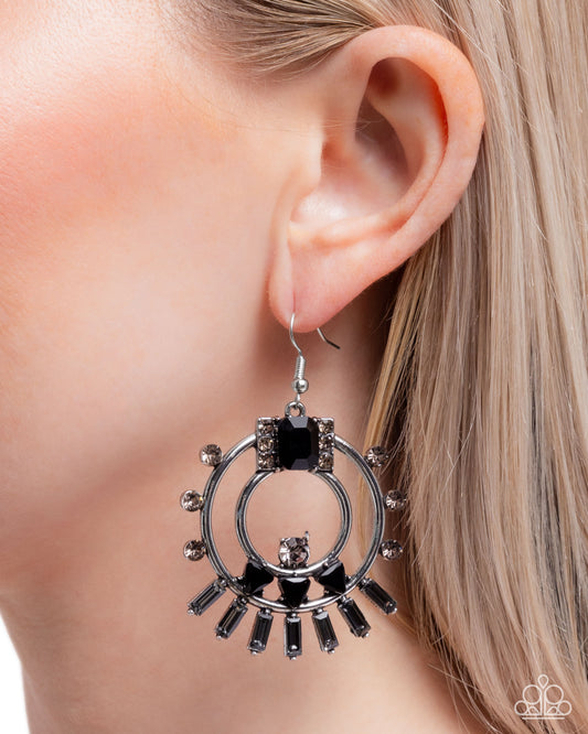 Concentric Conversation - Black - Paparazzi Earring Image