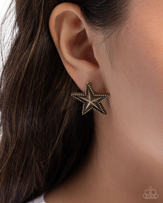 Staunch Studs - Brass - Paparazzi Earring Image