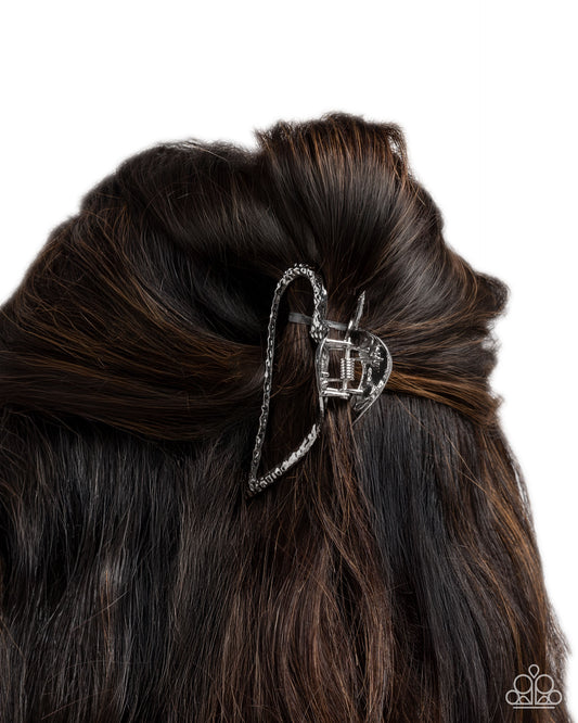 Heartfelt Hint - Silver - Paparazzi Hair Accessories Image
