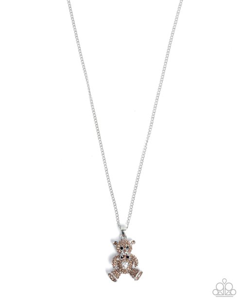 Twinkling Teddy - Brown - Paparazzi Necklace Image