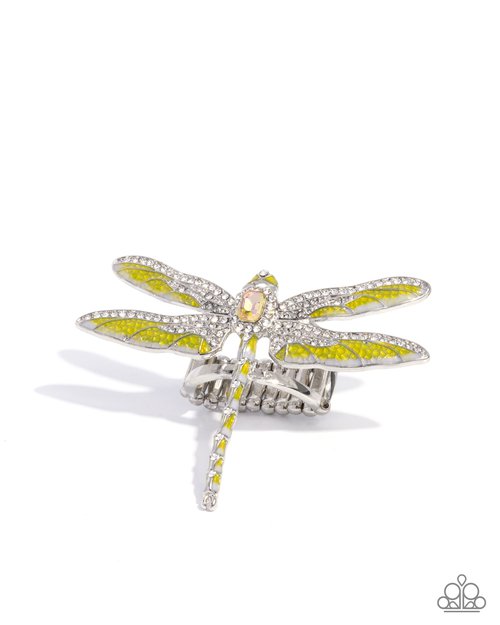 Dragonfly Delivery - Yellow - Paparazzi Ring Image
