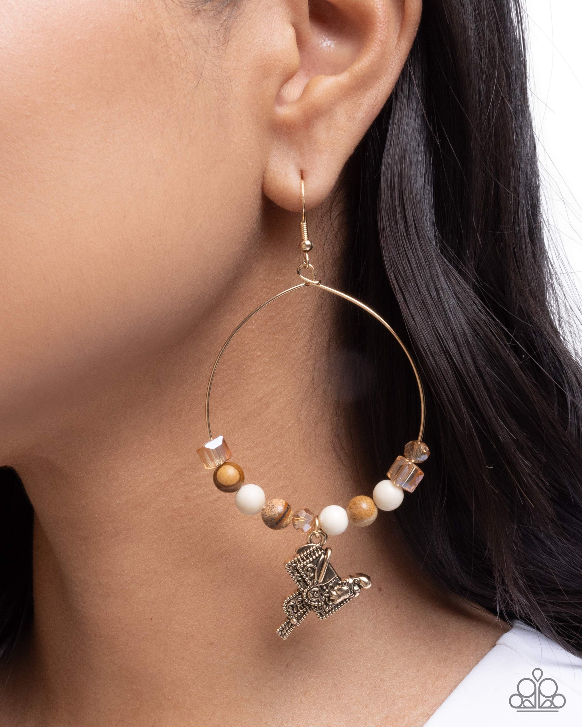 Saddle Showcase - Brown - Paparazzi Earring Image