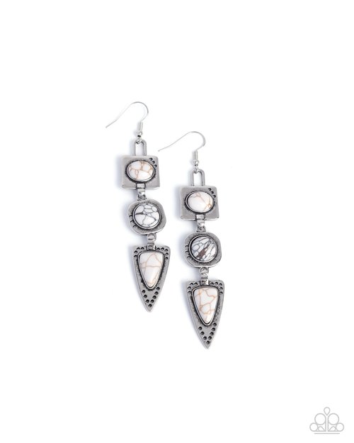 Rustic Reputation - White - Paparazzi Earring Image