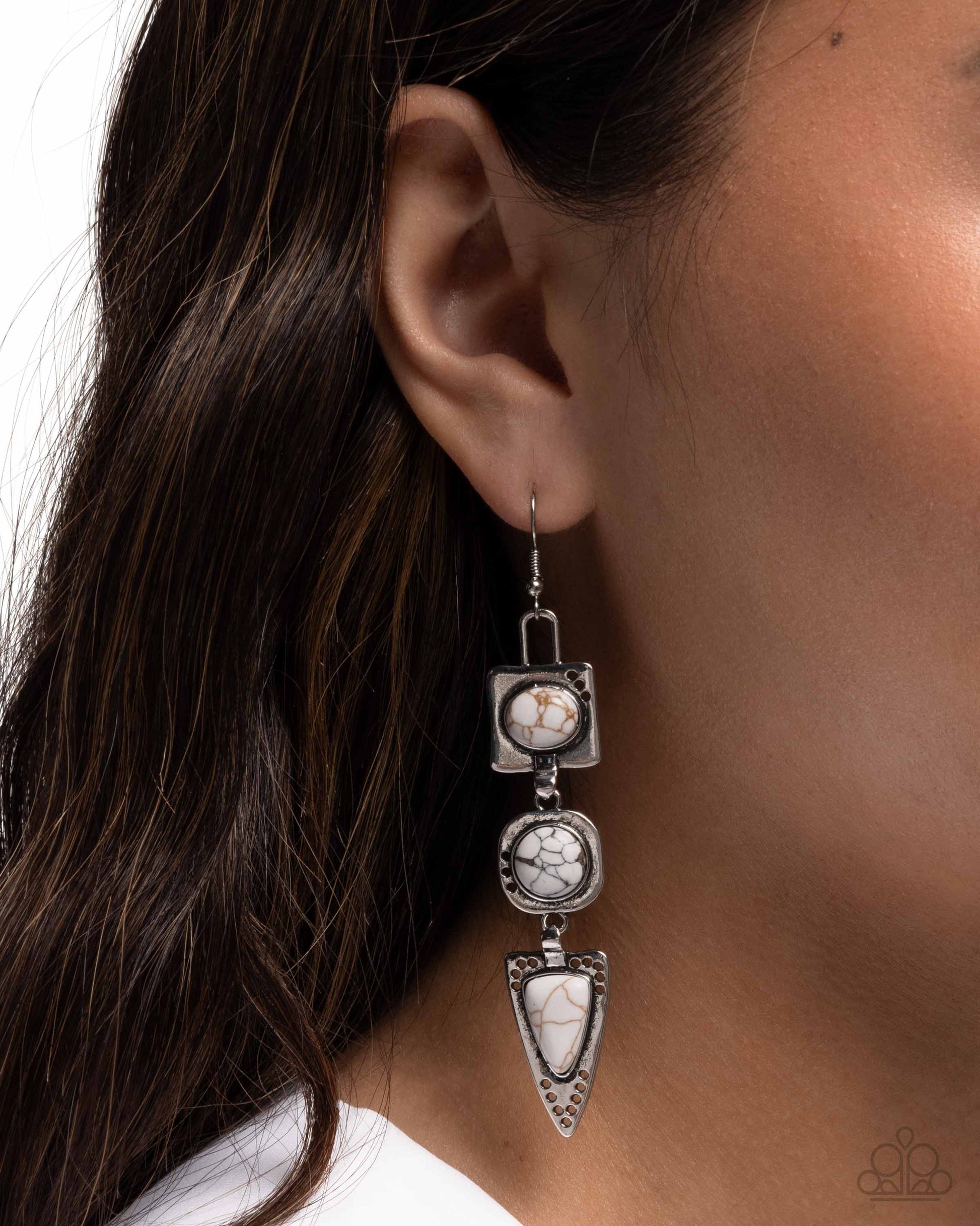 Rustic Reputation - White - Paparazzi Earring Image