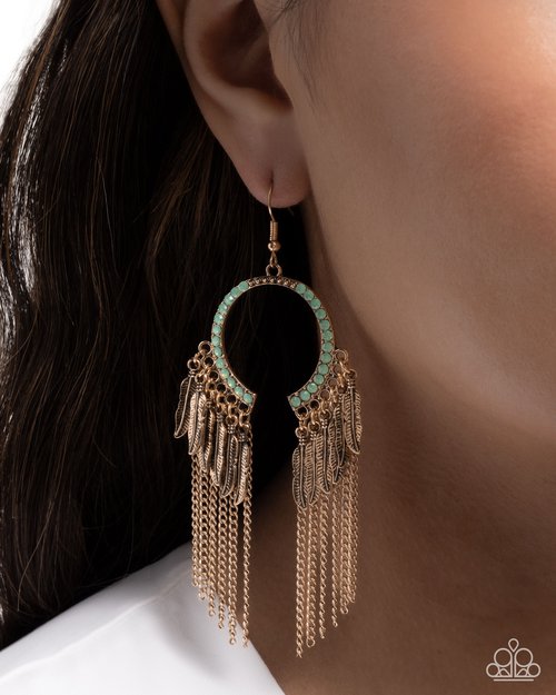 Free-Spirited Fringe - Green - Paparazzi Earring Image