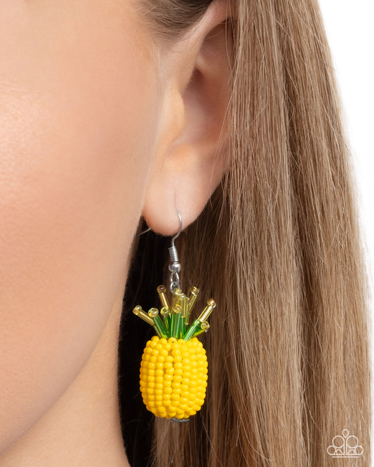 Pleasant Pineapple - Yellow - Paparazzi Earring Image