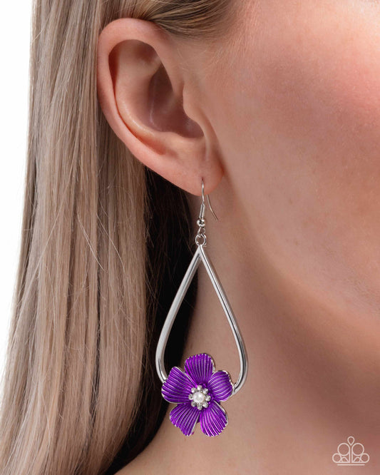 Tropical Teardrop - Purple - Paparazzi Earring Image