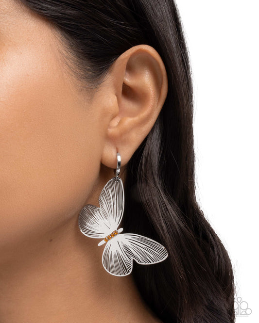 Fluttering Folk - Orange - Paparazzi Earring Image